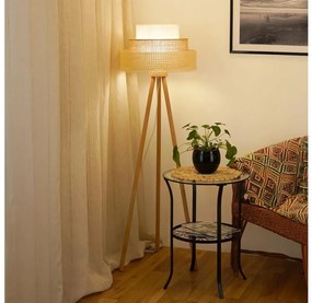Brilagi - Lampă de podea CEDAR LUNETA 1xE27/15W/230V ratan maro/crem