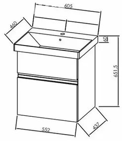 Set mobilier cu lavoar Kolpasan, Oxana 60 cm, alb