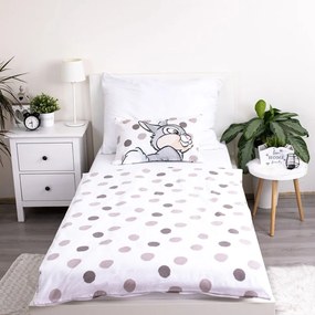 Lenjerie de pat pentru copii albă-gri din bumbac pentru pătuț 100x135 cm Thumper "Dots" – Jerry Fabrics