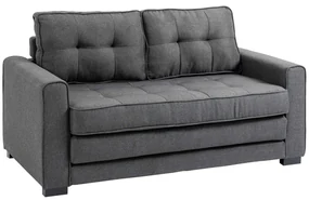 HOMCOM Canapea Extensibilă Pat de 2 Locuri Canapea din Material Textil cu Funcție de Pat Set de Canapele Tip Poliester Lin Lemn Cauțiucat Gri 147,5 x 75 x 85 cm | Aosom Romania