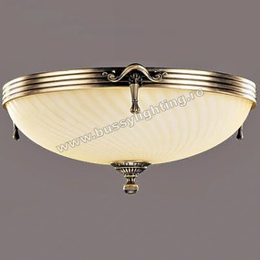 Plafoniera Omega cu Diam 43 cm, Desing Clasic, Finisaj Bronz Antic, Abajur Crem - Bussy Lighting 3035-52-45A