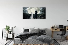 Tablouri canvas pădure Lupii luna