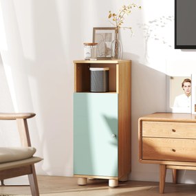 HOMCOM Mobilier de baie, mobilier de depozitare îngust cu dulap cu ușă și compartiment deschis, 30x30x80cm, verde | Aosom Romania