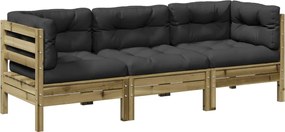 vidaXL Set mobilier de grădină cu perne, 5 piese, lemn de pin tratat