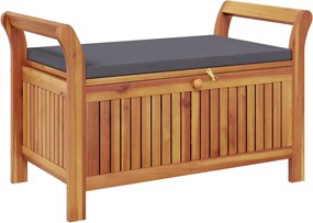 vidaXL Bancă depozitare grădină, cu pernă, 91 cm, lemn masiv de acacia