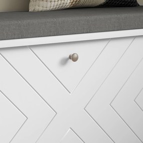HOMCOM Banc pentru pantofi cu sertar rabatabil, pernă pentru așezare și raft reglabil, 100 x 26 x 44,5 cm, alb | Aosom Romania
