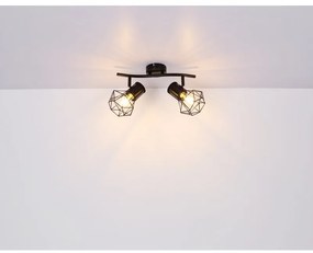 Aplica de perete / tavan cu 2 spoturi design industrial PRISKA negru