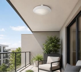 Rabalux 77237 - Plafonieră de exterior cu senzor WELRO 1xE27/9W/230V IP65 Ø30 cm albă