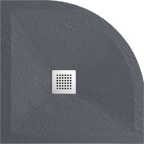 Cadita dus semirotunda Balneo Stone Tray din compozit 80x80 gri inchis
