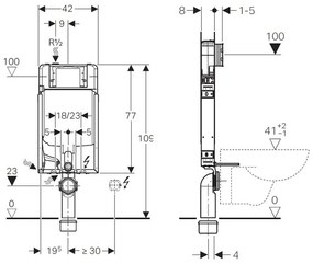 Cadru wc suspendat Kombifix cu rezervor wc incastrat Geberit Sigma 420x1090x120 mm