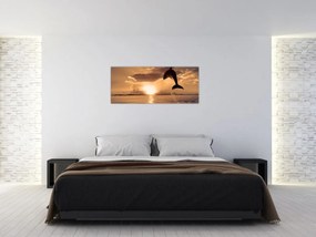Tablou - Delfin la apus de soare (120x50 cm)