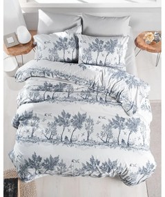 Lenjerie de pat alb-albastru din bumbac pentru pat dublu 200x200 cm Fantasy – Mijolnir