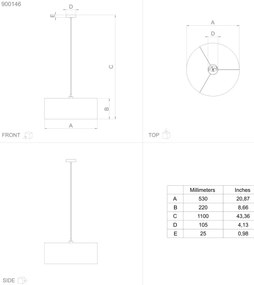 Lustră pe cablu ZARAGOZA 1xE27/40W/230V d. 53 cm Eglo 900146