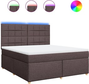 vidaXL Pat continental cu saltea maro închis 180x200cm material textil