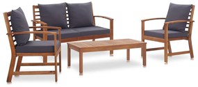 vidaXL Set mobilier de grădină cu perne, 4 piese, lemn masiv de acacia
