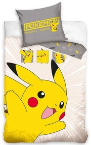 Carbotex Baby bumbac lenjerie de pat PokémonPikachu în acțiune, 140 x 200 cm, 70 x 90 cm