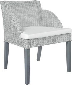 vidaXL Scaun de bucătărie cu pernă, gri, ratan natural