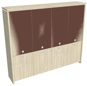 Dulap înalt Verno 248 x 46 x 210 cm, uși combinate, salcâm / maro