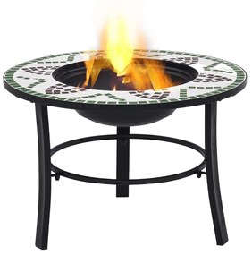 46722 vidaXL Vatră de foc cu mozaic, verde, 68 cm, ceramică