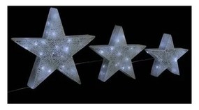 Decor Craciun stele 3 buc. plasa alba & LED exterior/interior