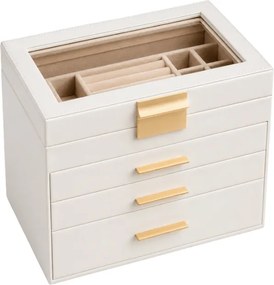 Cutiuta de bijuterii ELEGANT CASE 25,1x21,5x15,3 cm din piele ecologica, bej