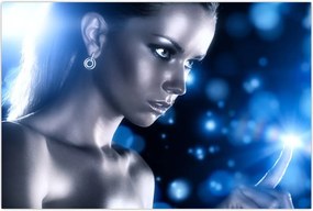 Tablou - Femeia, sclipici albastru (90x60 cm)