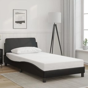 vidaXL Cadru de pat cu tăblie, negru, 100x200 cm, piele ecologică