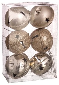 Set 6 decorațiuni aurii de agățat de Crăciun Jingle Bell Casa Selección