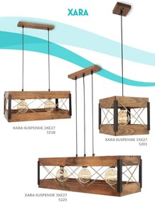 Lustra suspendata rustica fabricata manual din lemn Xara