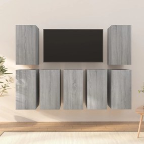 Comode TV, 7 buc., gri sonoma, 30,5x30x60 cm, lemn prelucrat sonoma gri, 7