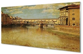 Tablouri pe sticlă clădiri Italia Râul Poduri
