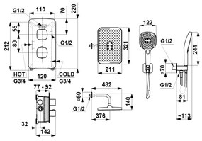 KFA Armatura MALAGA 5759-501-81 - Set de duș cu baterie termostatică încastrată, negru