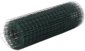vidaXL Plasă de sârmă găini, verde, 10 x 0,5 m, oțel cu înveliș PVC