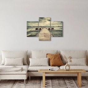 Tablou cu dig din lemn la mare (90x60 cm)