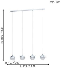 Eglo 98628 - Lustră pe cablu MIOGLIA 4xE14/25W/230V