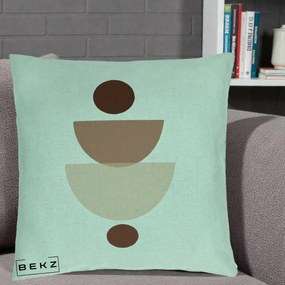 Perna Decorativa Geometric Boho Balance, 40x40 cm, Verde Menta, Husa Detasabila, Perna Inclusa, BEKZ®