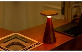 Veioză în culoare naturală închisă LED cu abajur din lemn (înălțime 21 cm) Sylva – Gingko