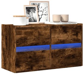 vidaXL Comodă TV de perete cu lumini LED, stejar fumuriu, 80x31x45 cm