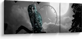 Tablou - Bufniță de noapte, albastru (cu ceas) (90x30 cm)