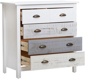 Comodă cu 4 sertare Marckeric Romantica, 79 x 80 cm, alb - gri