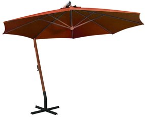 vidaXL Umbrelă în consolă cu stâlp, cărămiziu, 3,5x2,9 m, lemn de brad