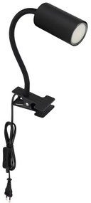 Lampă flexibilă cu clemă ROBBY 1xGU10/25W/230V neagră Globo 57911KB