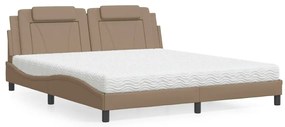 vidaXL Pat cu saltea, cappuccino, 180x200cm piele ecologică