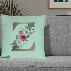 Cadou Personalizat - Perna Personalizata Monograma Rose Gold Litera Z, 40x40 cm, Verde Menta, Husa Detasabila, Perna Inclusa, BEKZ®