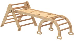 AIYAPLAY Joc pentru Copii 5 în 1 cu Triunghi, Tobogan Neted și Arc, din Lemn de Plop și Pin, 188x70x59 cm | Aosom Romania