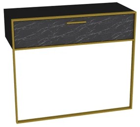 Consolă de perete POLKA, 76,8 x 90 cm, auriu/negru