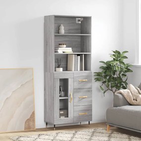 vidaXL Dulap înalt, gri sonoma, 69,5x34x180 cm, lemn compozit