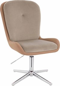 HR690CROSS Scaun Velvet&amp;soft Piele Pu Latte/Carmel Bază Cromata