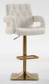 HR8404KW Scaun Crem Boucle cu Bază Aurie