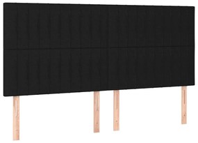 Pat box spring cu saltea, negru, 200x200 cm, textil Negru, 200 x 200 cm, Benzi verticale